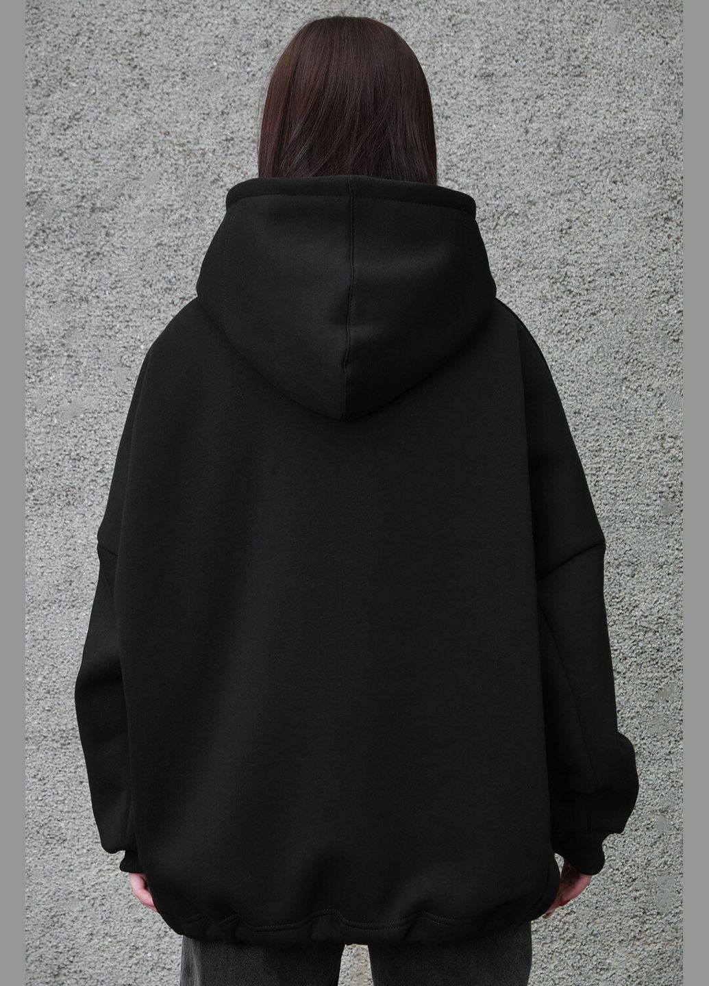 Жіноче оверсайз худі на флісі чорного кольору Without (305574759)