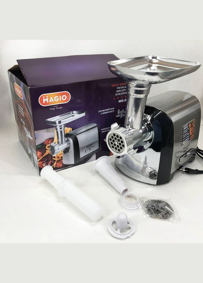 М'ясорубка MG-269, 2400 W, м'ясорубка електрична метал, м'ясорубка з металевим редуктором Magio (364663842)