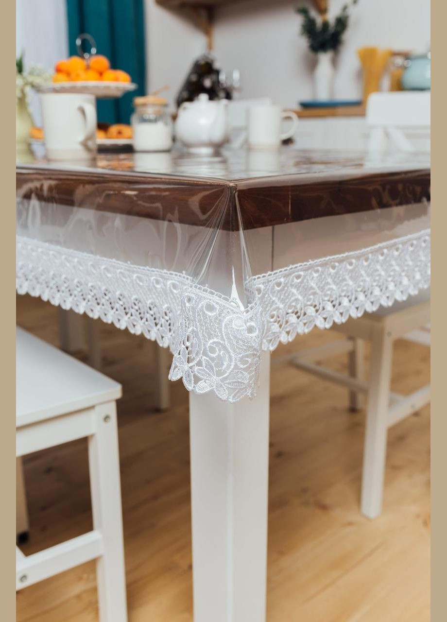 Силиконовая скатерть Белая Кружева 205*105см Royal House (315144632)