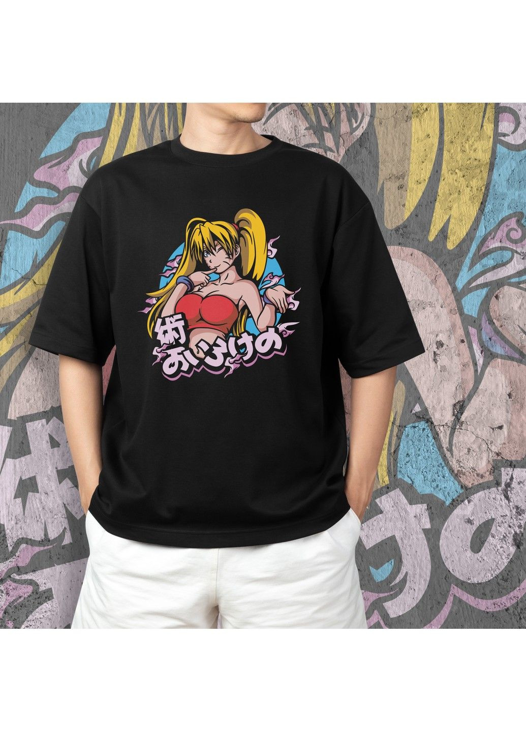 Черная футболка c принтом наруто - техника соблазнения No Brand