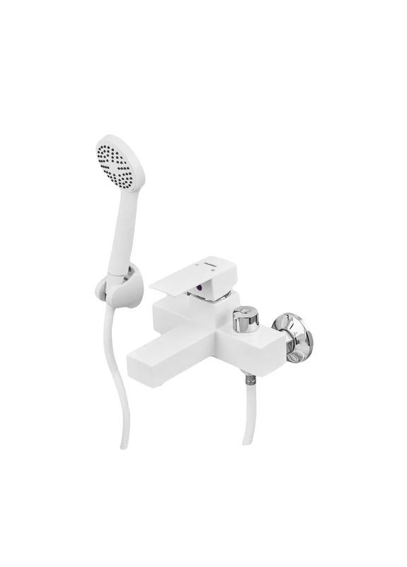 Смеситель для ванны Kubus-009 EURO SET White (со шлангом, лейкой и кронштейном) (PM0673) PLAMIX (321192874)
