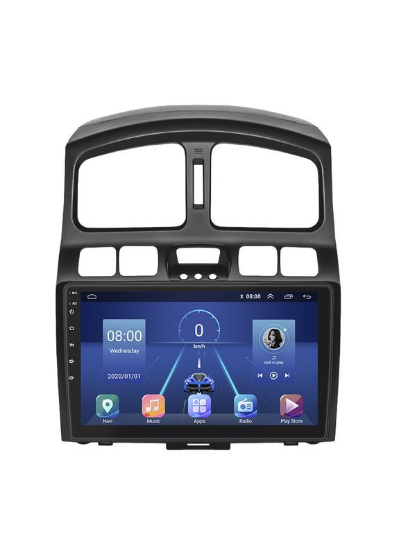 Штатная магнитола для Hyundai Santa Fe I 2000-2012 экран 9" 6/128Gb 4G Wi-Fi GPS Top 7шт Lesko (336204970)