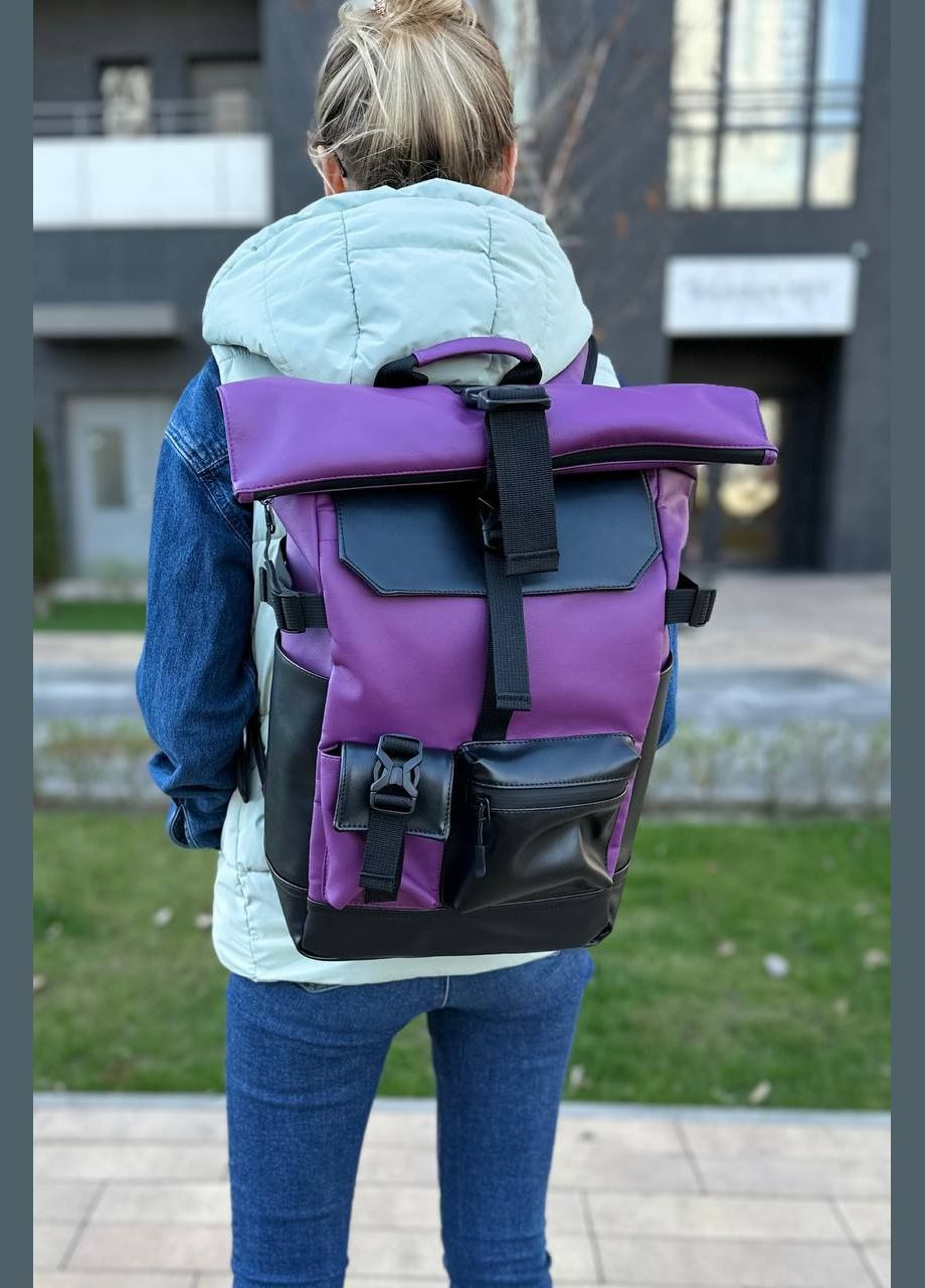 Вместительный рюкзак для города и путешествий фиолетовый цвет экокожа Travel Roll 1.0 No Brand (290011635)
