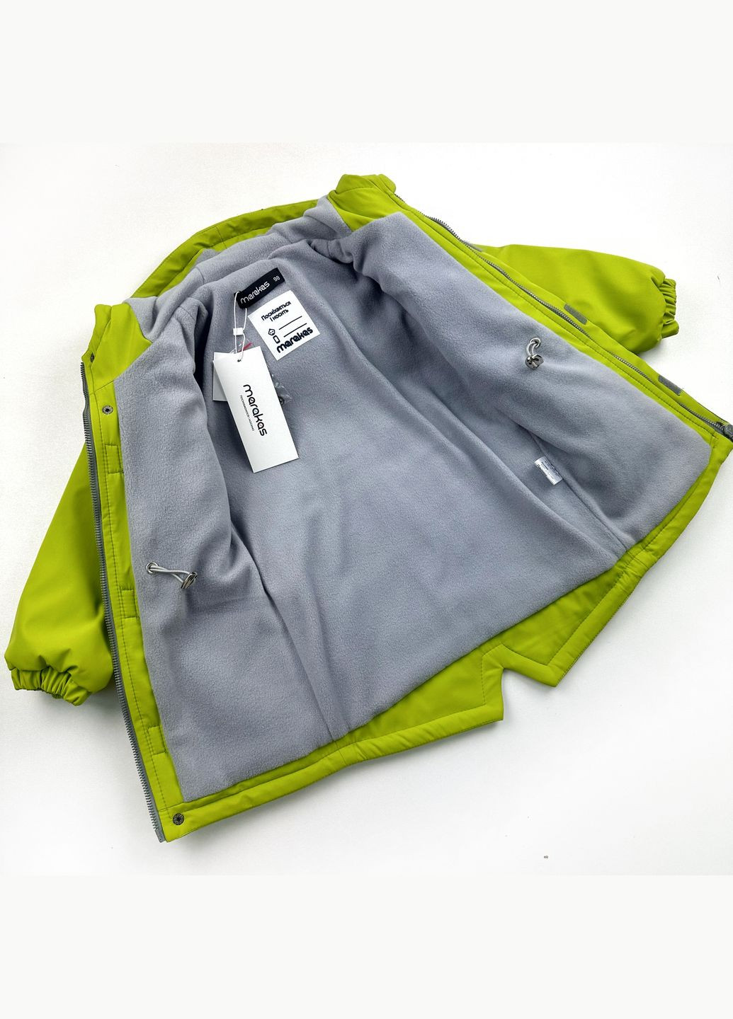 Салатовая демисезонная детская утепленная демисезонная парка для мальчика с капюшоном (514063) Marakas