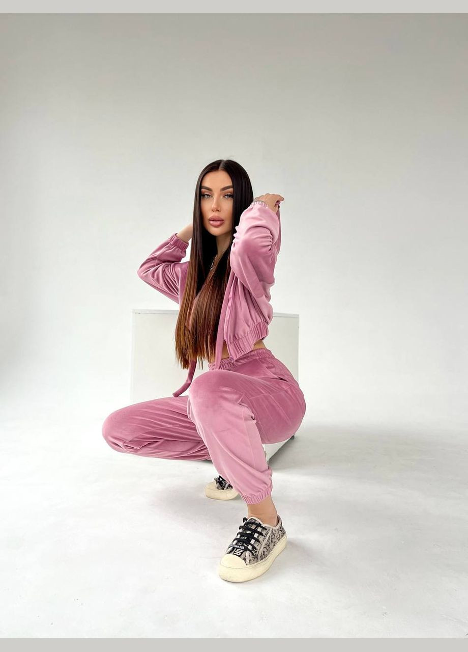 Костюм женский тройка велюровые джогеры, топ и кофта Adelante (316513770)