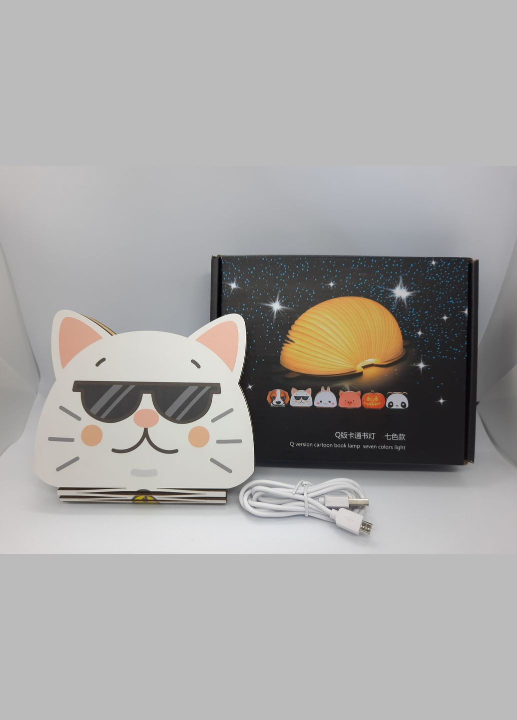 Светильник-книга Кошечка BL06 Дерево 5 цветов свечения Foldable Book Lamp Cat VHG (337174933)