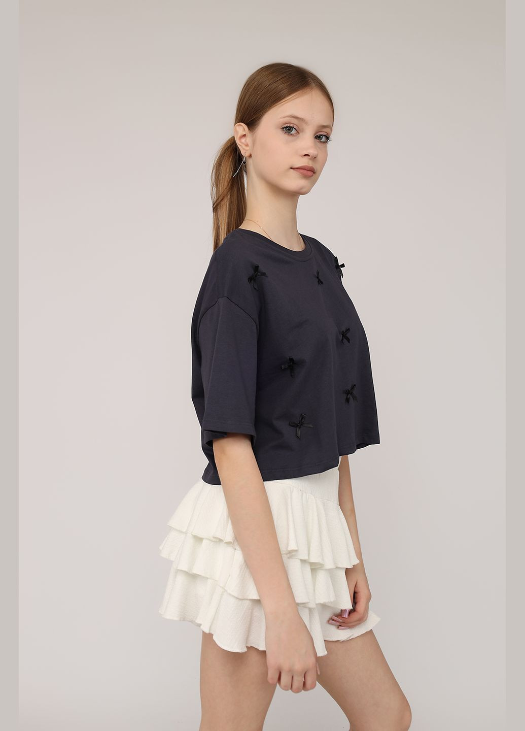 Футболка з коротким рукавом жіноча колір темно-сірий ЦБ-00275599 Divon - (334257378)