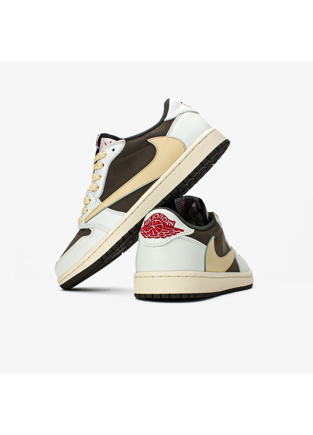 Бежевые демисезонные кроссовки мужские и женские nike air jordan 1 x travis scott beige grey | найк аир джордан 1 бежевые серые No Brand