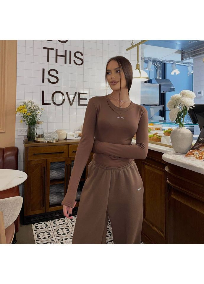 Світло-коричневий демісезонний комплект топ-термос,джогери-три нитка на флісі Україна