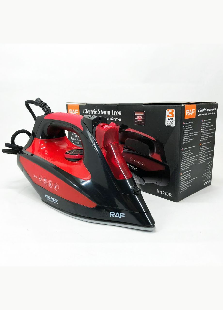 Праска з керамічною підошвою R.1233 потужність 2200Вт 320 мл. Колір: червоний RAF (364663914)