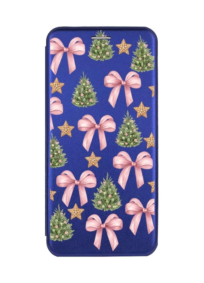Чехол-книжка синий с рисунком на Xiaomi Redmi Note 12 Рождественский фон (принт 427) Creative (400775834)