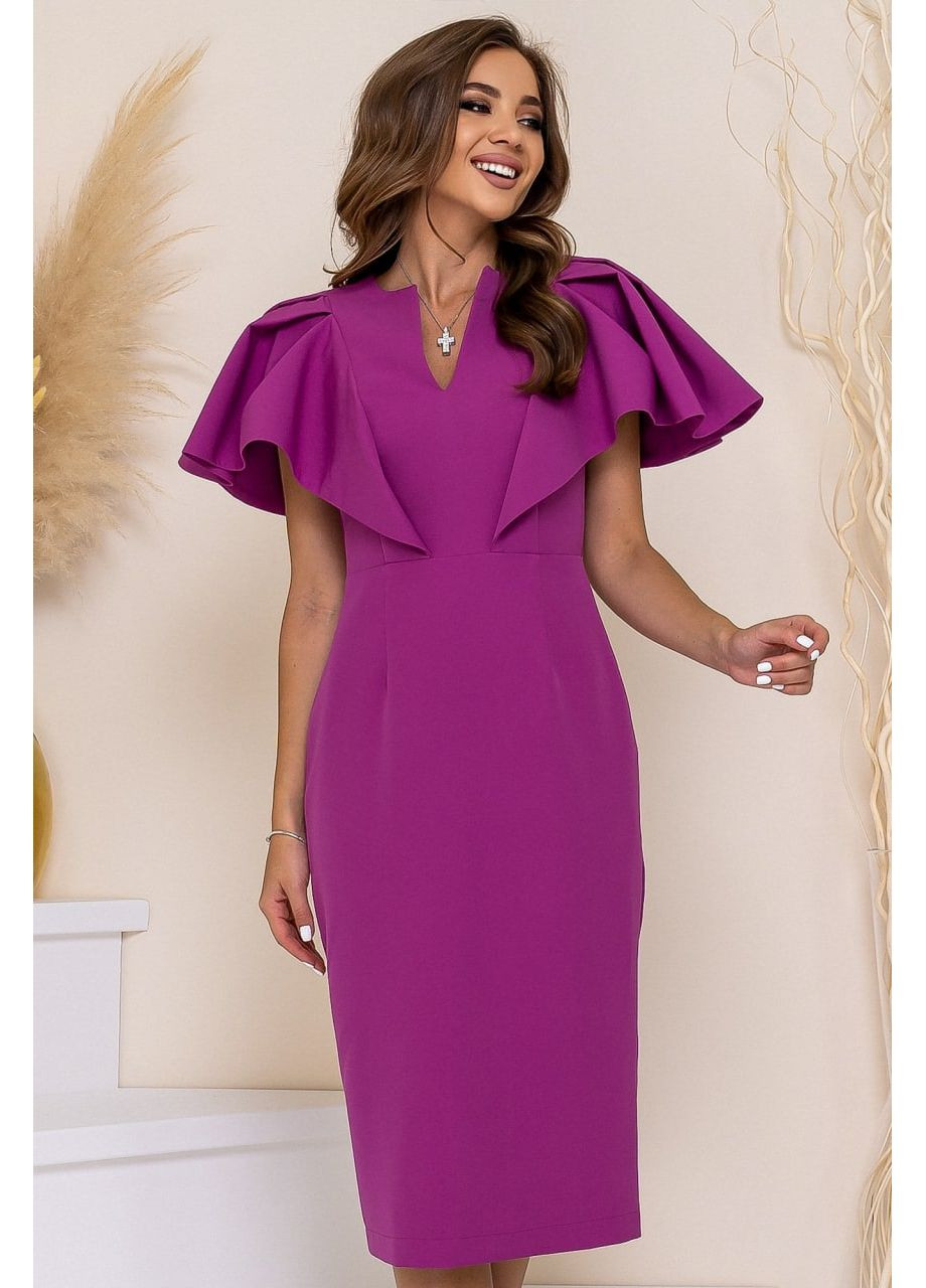 Сиреневое женское платье миди лавандового цвета из креп-костюма для праздничного выхода стильное платье. New Trend