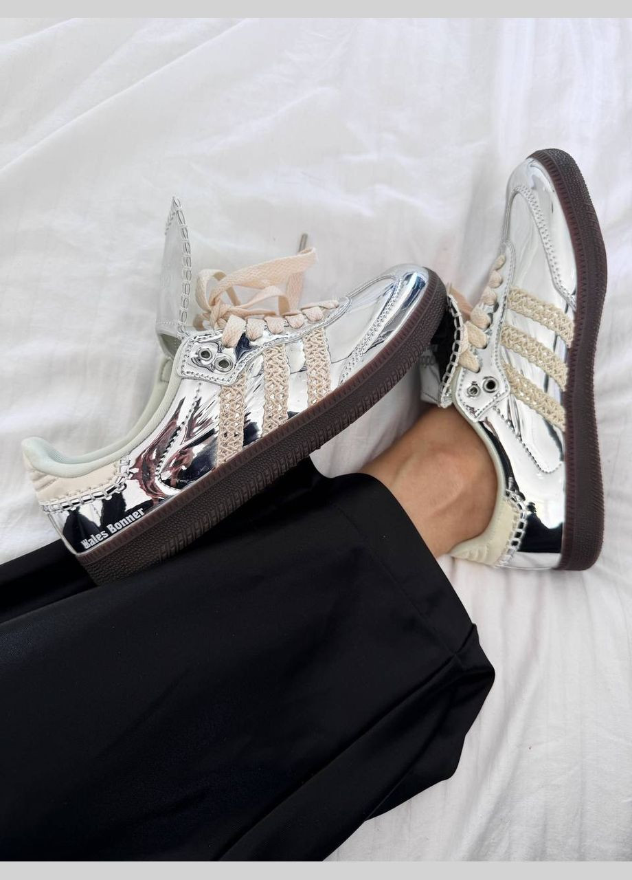 Кросівки Adidas х Wales & Bones Silver No Brand Samba срібні демісезони (326532970)