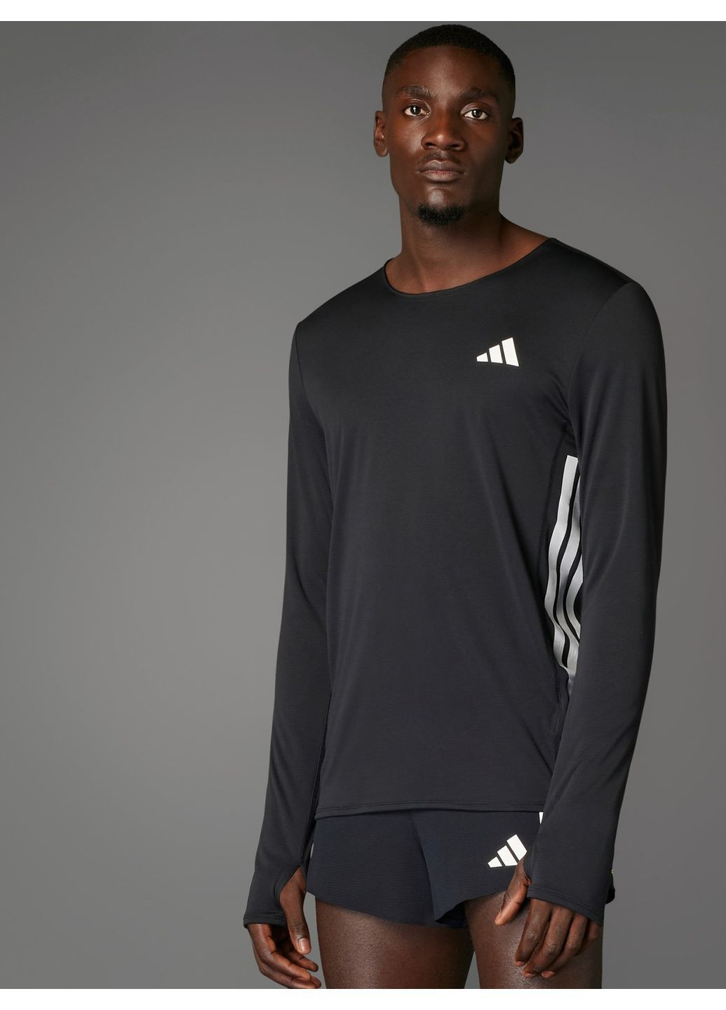 Чорна футболка для бігу з довгим рукавом adidas Adizero Running JD3638