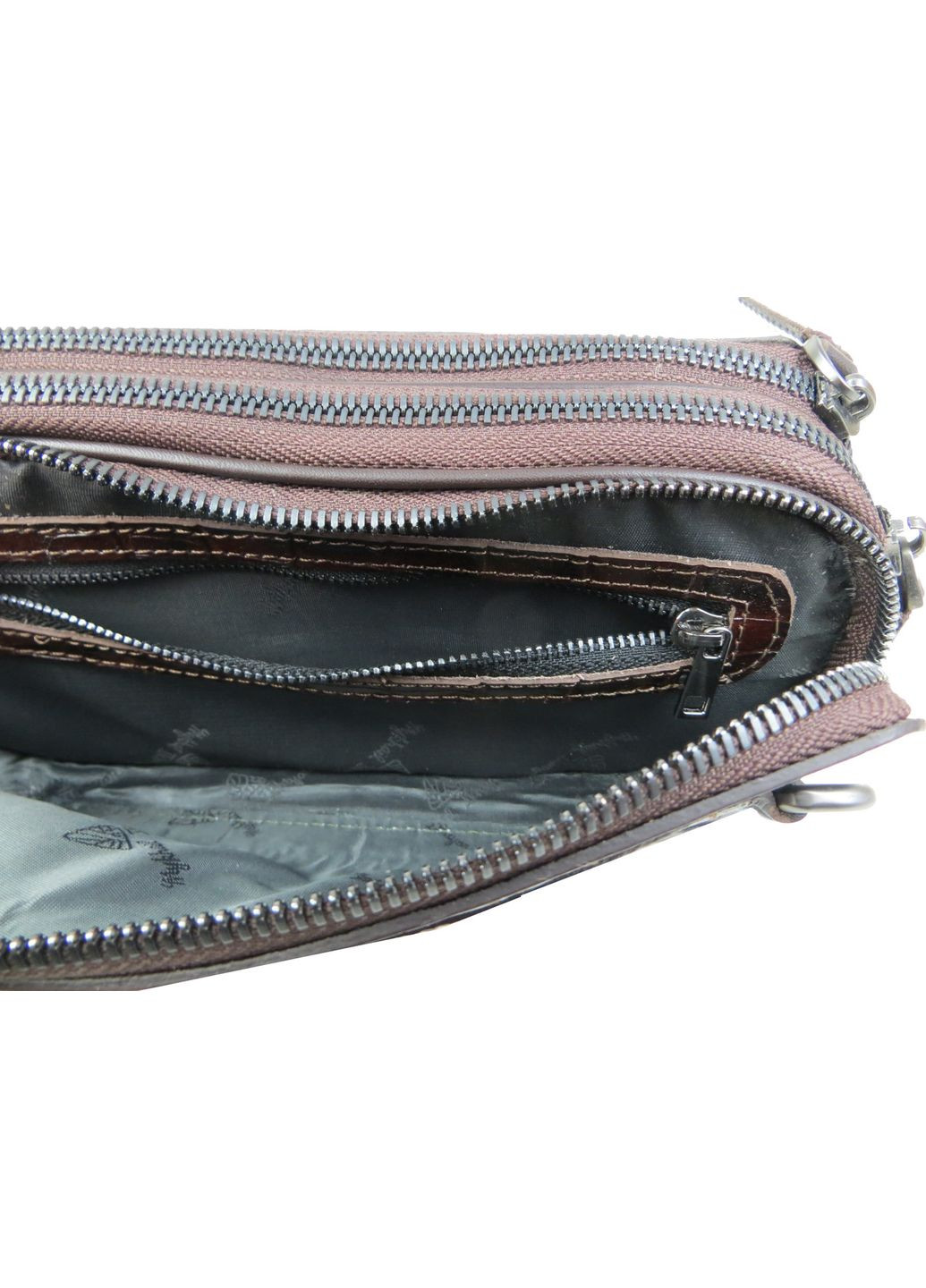 Шкіряна барсетка на три відділи під крокодила коричнева Mykhail Ikhtyar (360893537)