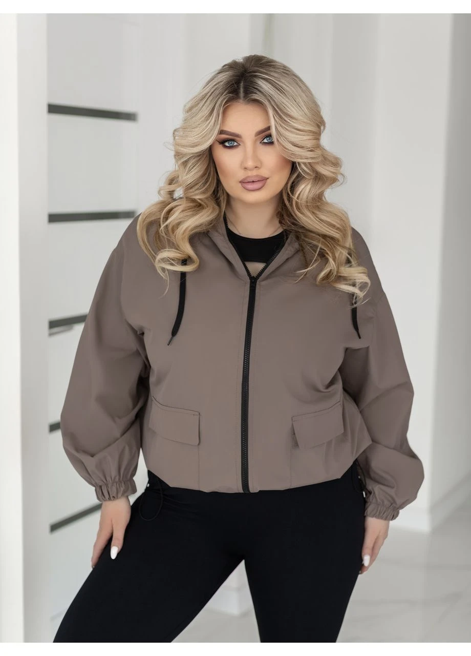 Кавова демісезонна куртка жіноча без підкладки Fashion