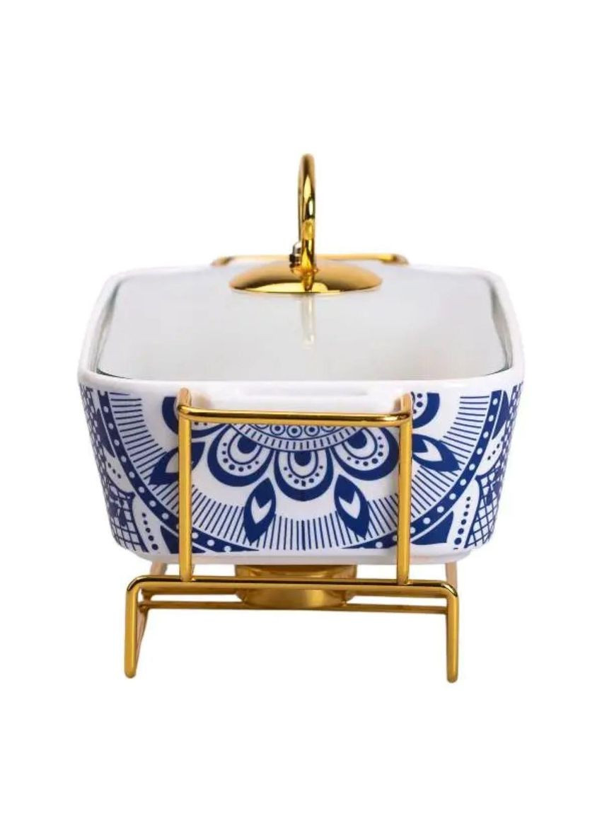 Мармит керамический со стеклянной крышкой 38х18.5х15.5 см на металлической подставке 1 л SA1107-S Yiwu (351431262)