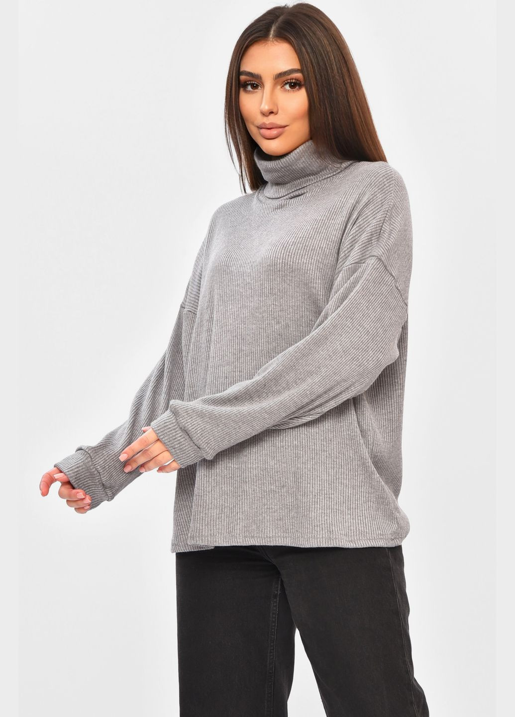 Кофта жіноча однотонна сірого кольору Let's Shop (335007424)