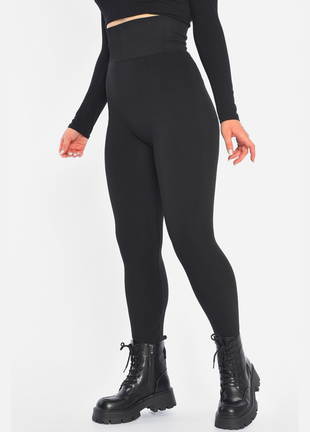 Лосини жіночі на штучному хутрі чорного кольору Let's Shop (303677968)