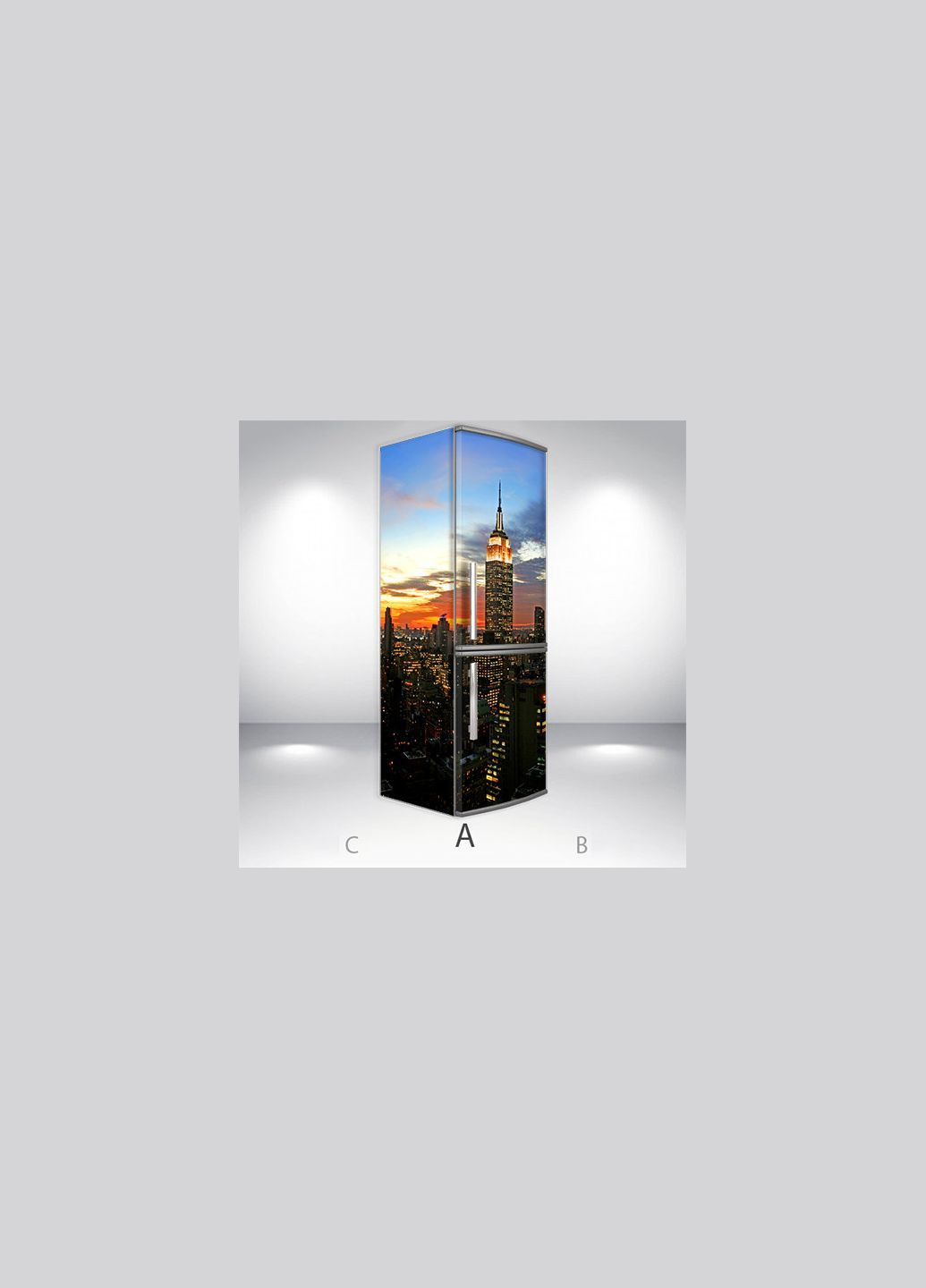 Самофиксирующаяся наклейка на холодильник магнитная, 180 х 60 см, Лицевая+Левая(А) (holSM2_cn00237 Город) Декоинт (278288554)