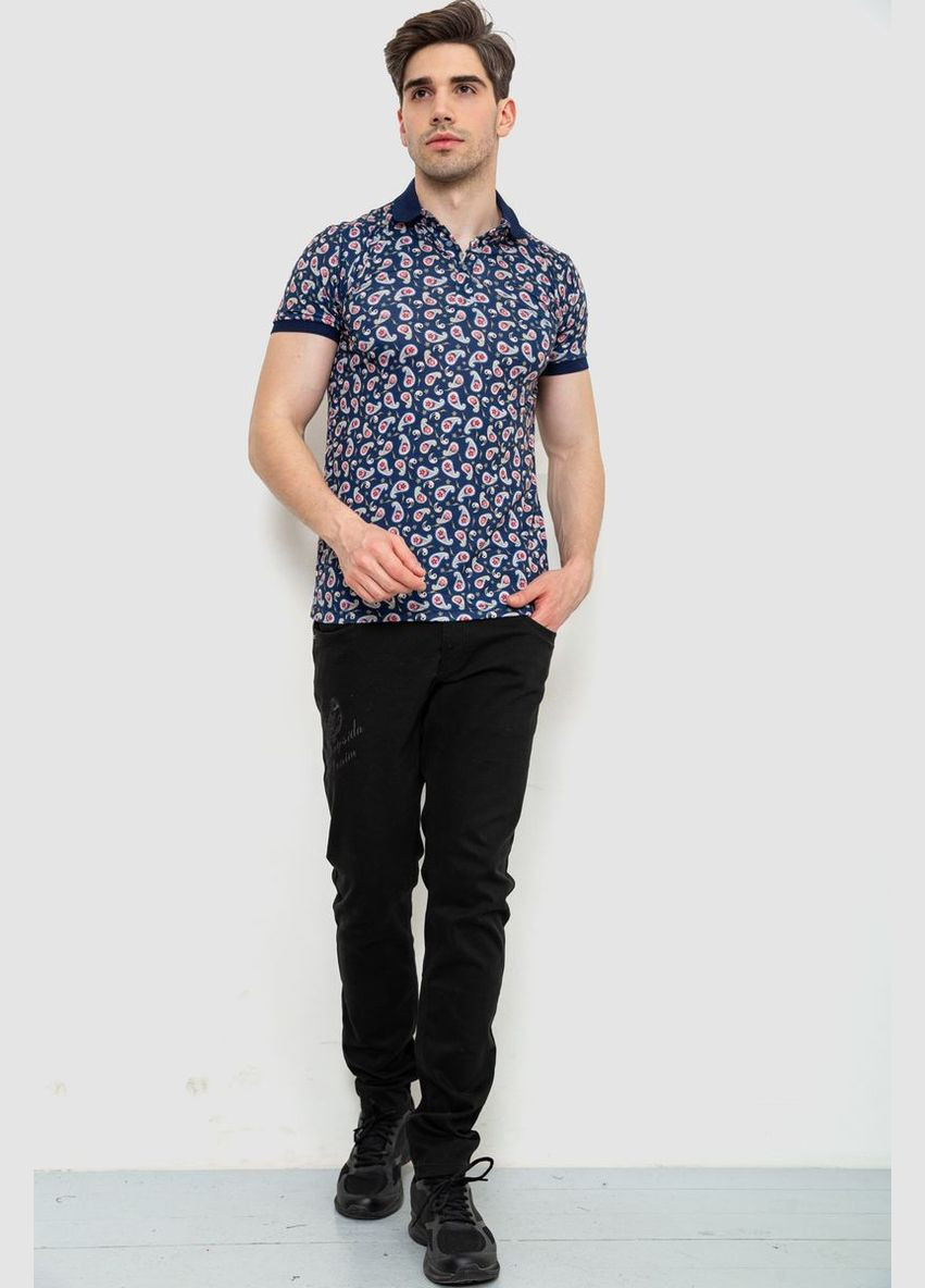 Темно-синя поло чоловіче рисунок 214r7003-1 з коротким рукавом Ager