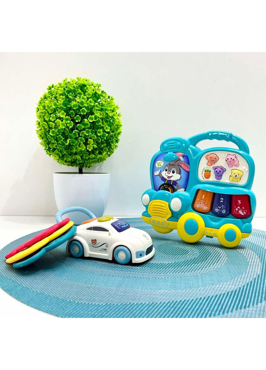 Набор игровой пианино машинка брелок музыка звук украинские стихи свет Голубой (FT 0027) Limo Toy (362576995)