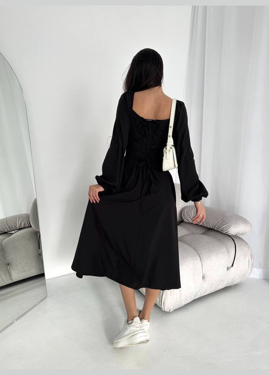 Чорна повсякденний сукня DK/DL Мода без кордонів однотонна