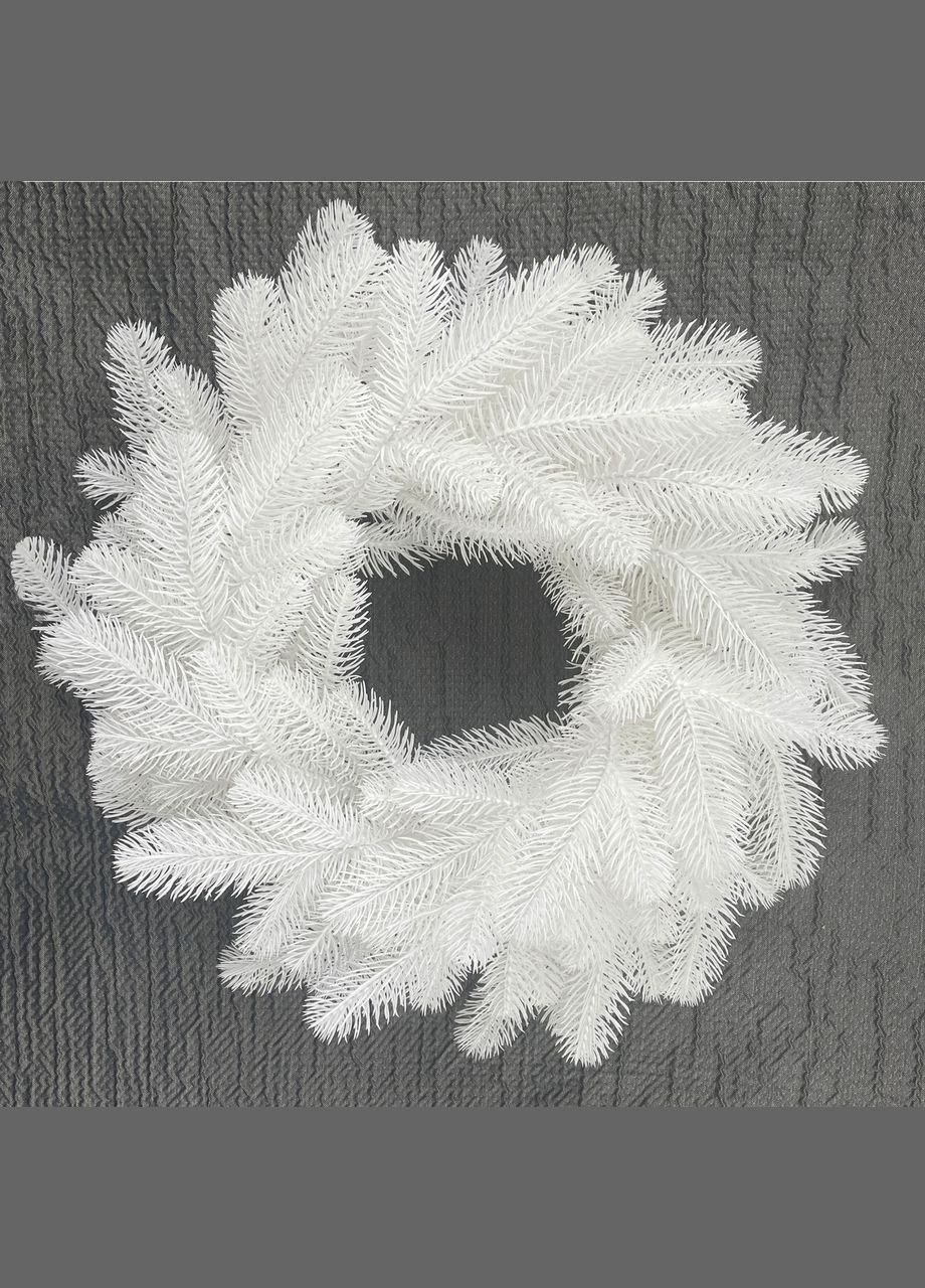 Рождественский венок Lux из литой хвои d-50 см белый. HVOYA (328606378)