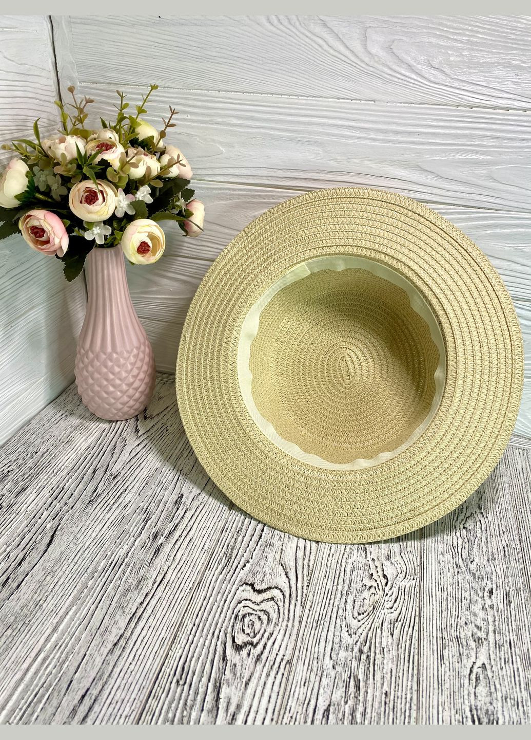 Женская солнцезащитная соломенная шляпа канотье Oxa (54-9) No Brand (358204276)