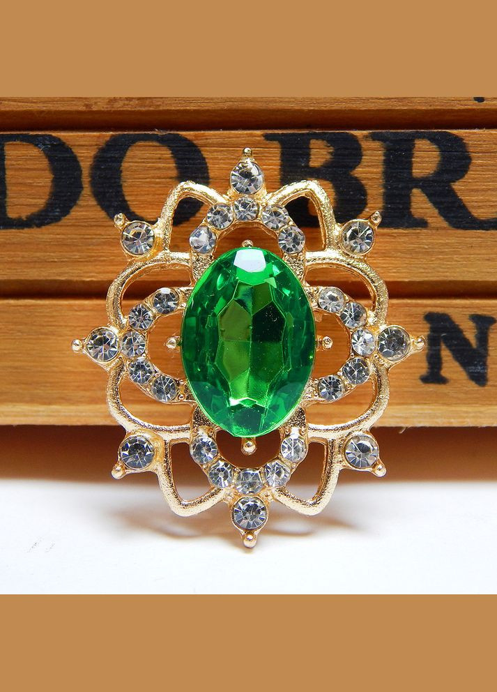 Стразовый декор Овал, ажурная оправа, 30х25 мм, зеленый No Brand (341730898)