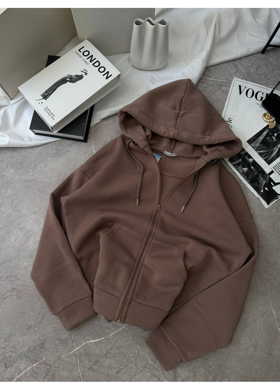 Укороченная толстовка тёплая на флисе с молнией и капюшоном Nositi 326-14 (361659500)