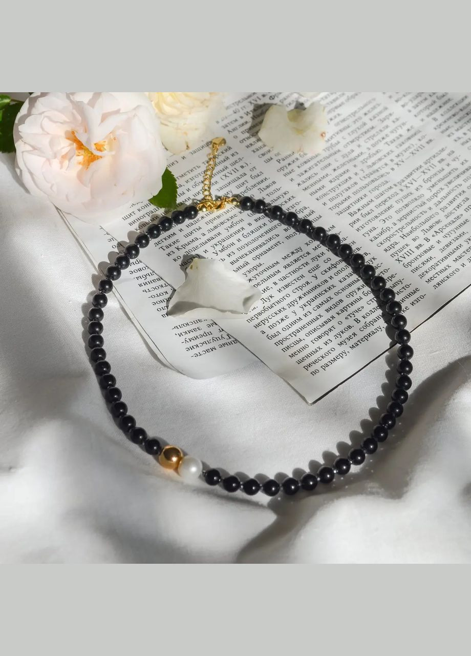 Чокер Чорний агат+Перли+Гематит d-6мм+- L-40-45см гіпоалерген фур-ра колір золото No Brand агат, гематит, перли (культивовані) латунь золото (302254678)
