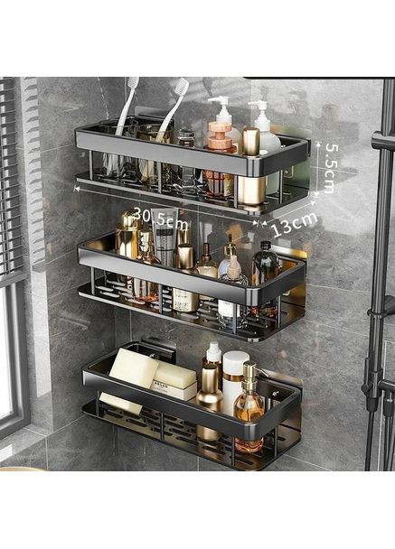 Набор металлических полок для ванной комнаты 3шт Черные (PH051342-3) Xiamen (368833851)