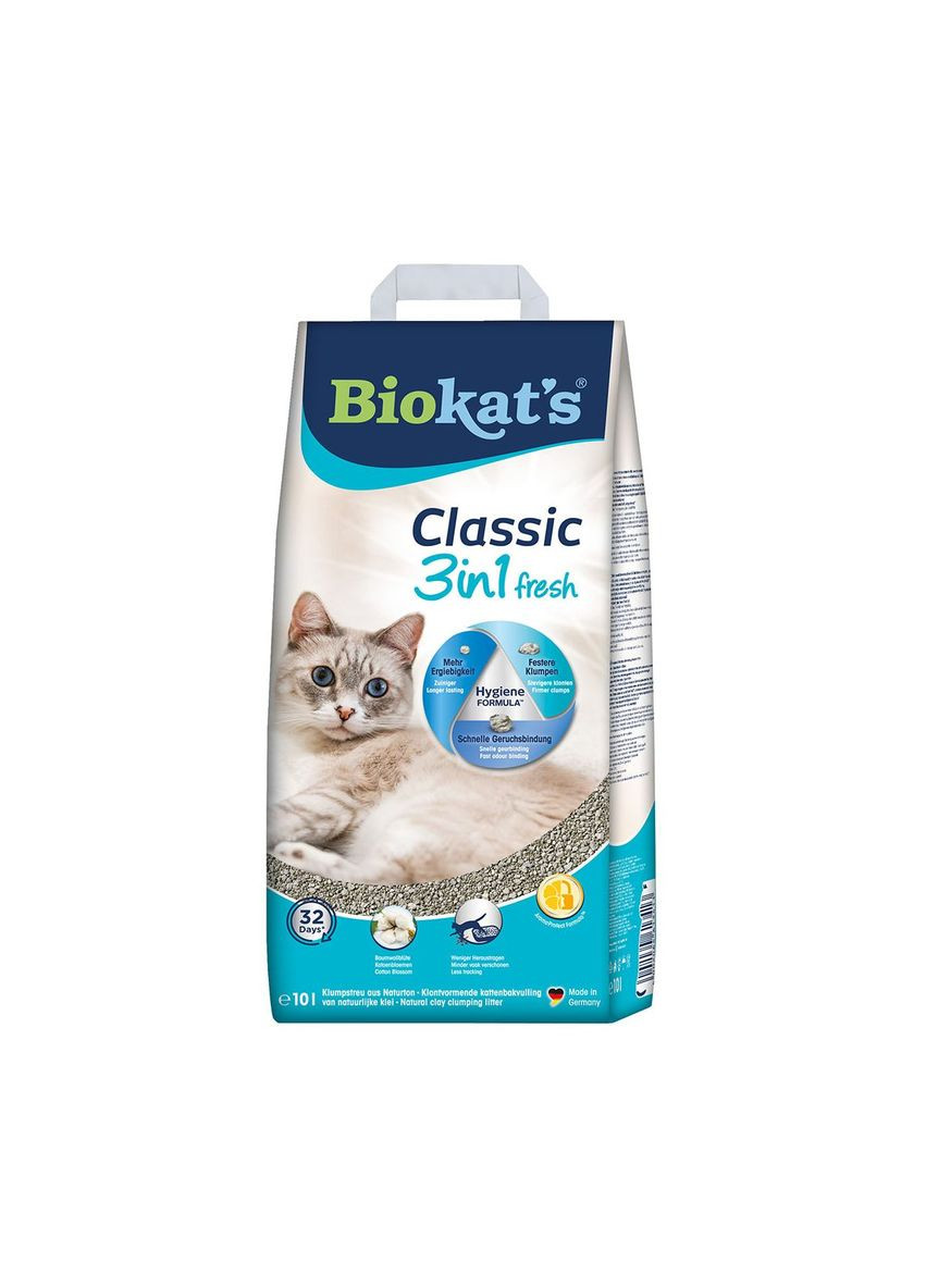 Наповнювач бентонітовий Biokats Classic fresh з Cotton Blossom 3in1 10 літрів Biokat's (292257760)