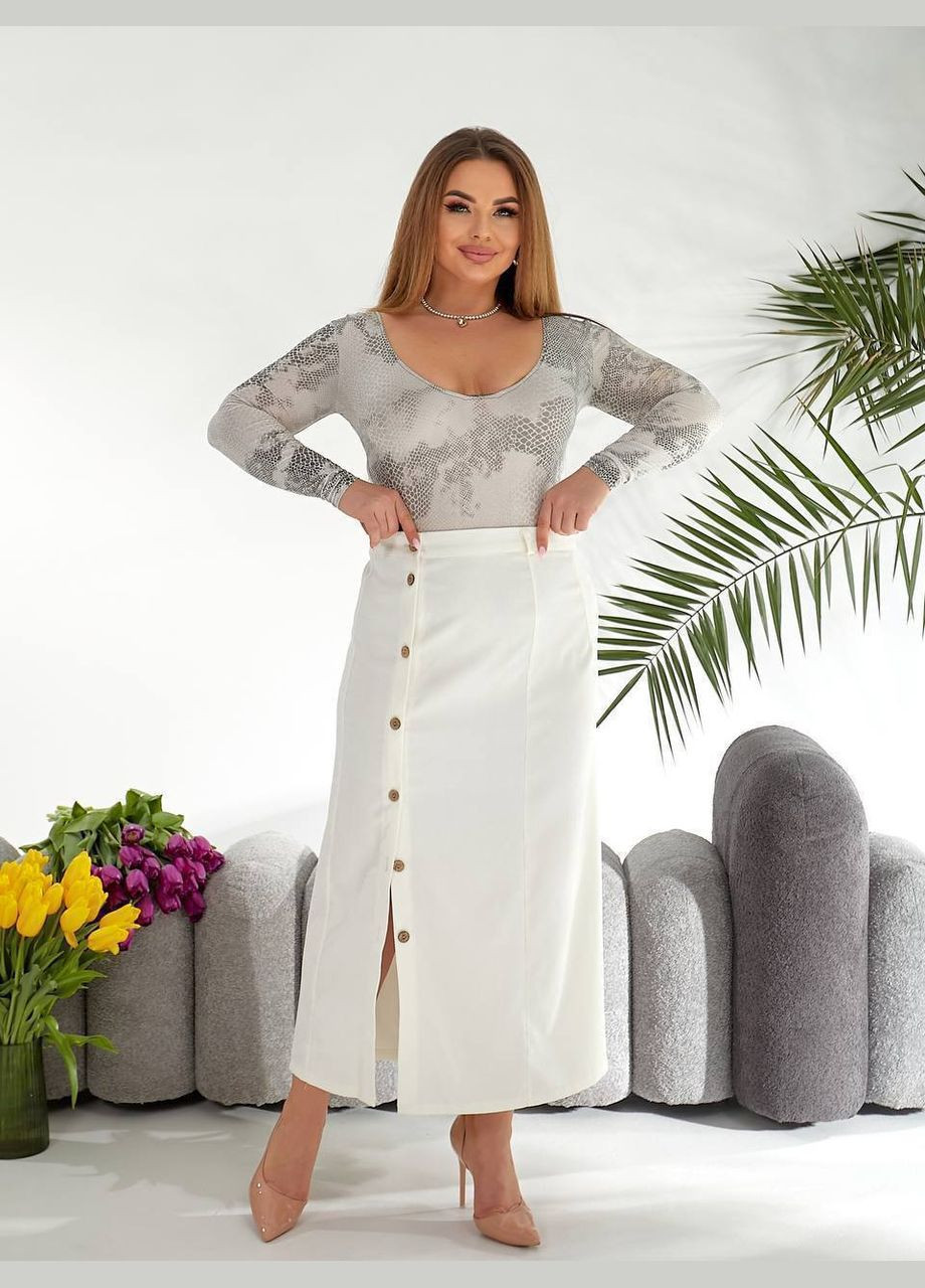 Белая повседневная, офисная, кэжуал однотонная юбка женская длинная Style Point