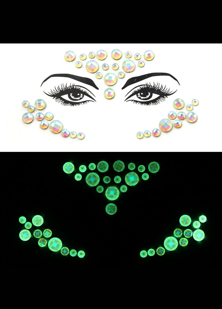 Наклейки камни на лицо фосфорные one size разноцветный No Brand (362267852)