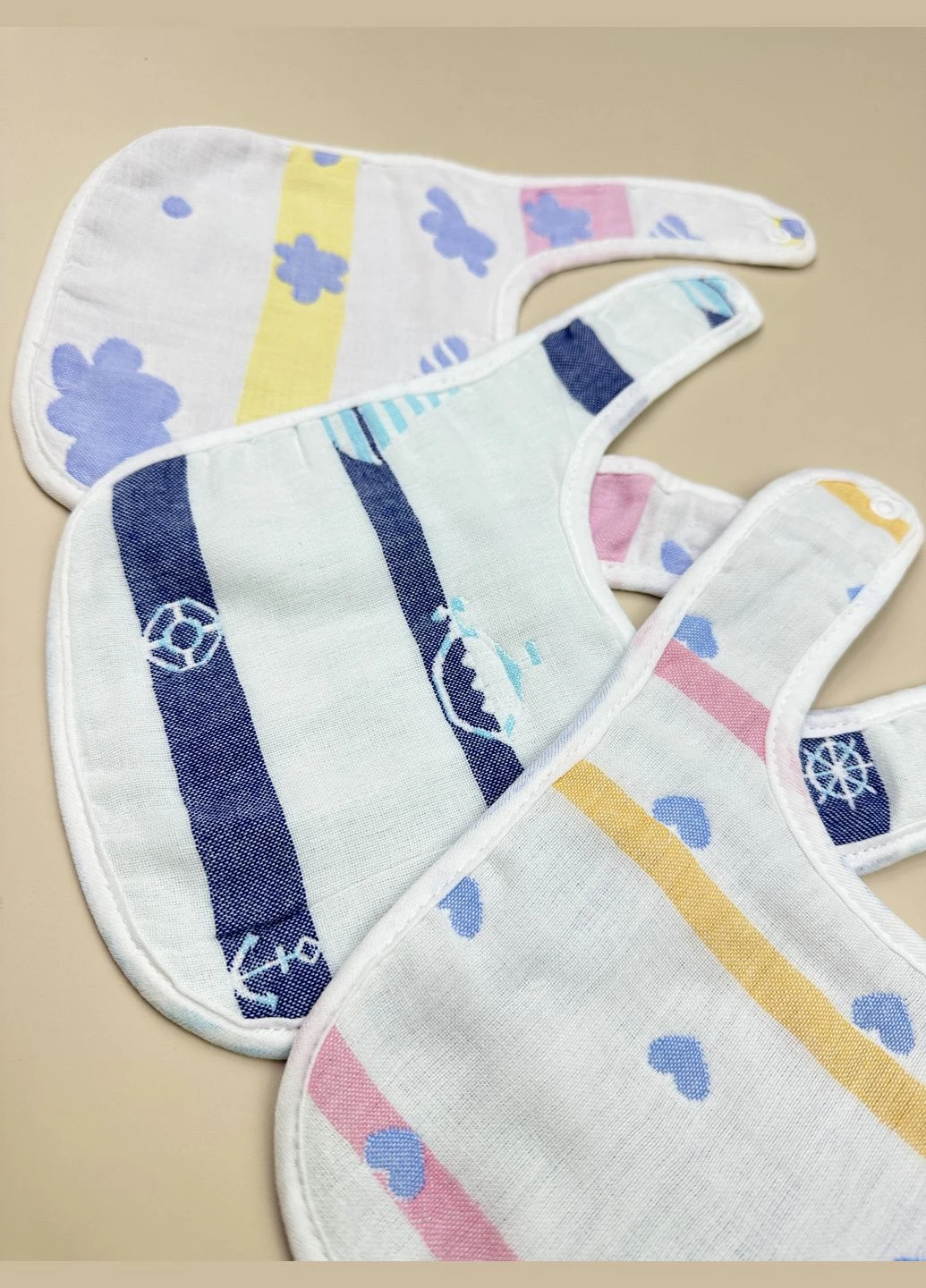 Набор двухсторонних слюнявчиков нагрудников 3 шт №19 Mommy Bag (306557549)