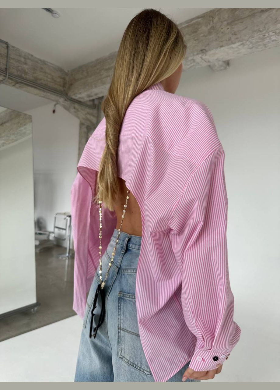 Жіноча сорочка оверсайз з вирізом на спині MonCher (345563956)