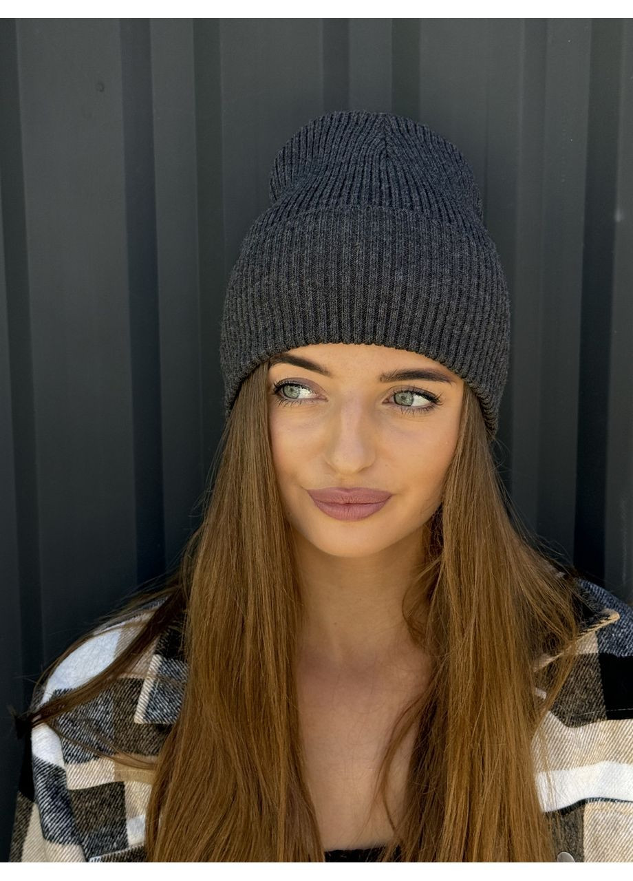 Шапка женская демисезонная базовая в рубчик белая FERO (367581598)