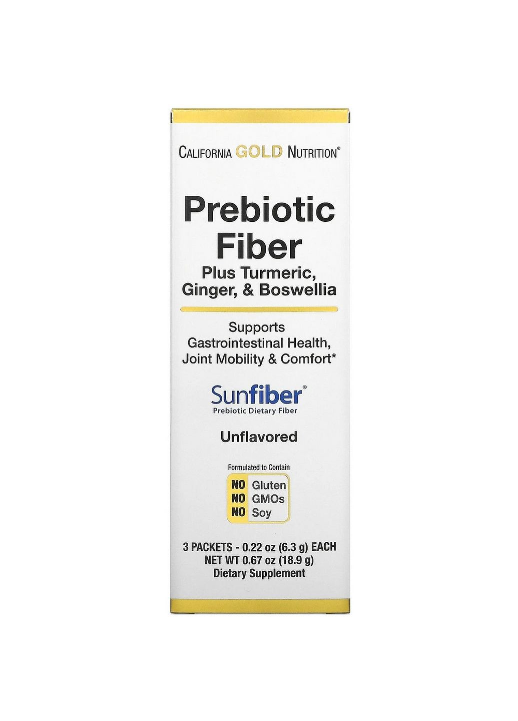 Пробіотики та пребіотики Prebiotic Fiber Plus, 3*6.3 грам California Gold Nutrition (293342341)