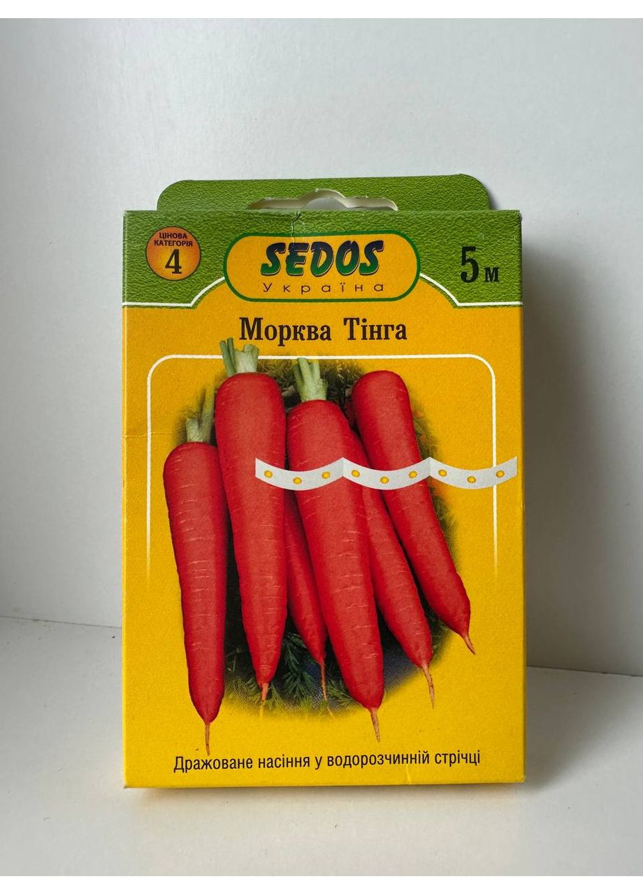 Морква "Тінга" ТМ " " на стрічці 5 м. (250 насінин) Sedos (365250727)