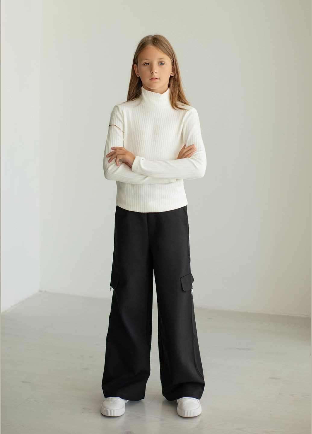 Гольф "Stella" молочного цвета для девочек из теплого рубчика OlaN (304427526)