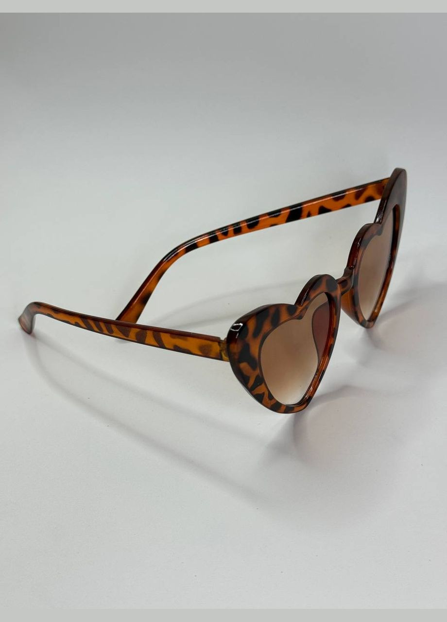 Окуляри жіночі сонцезахисні котяче око серце принт леопард коричневий градієнт LIGHT (315889563)