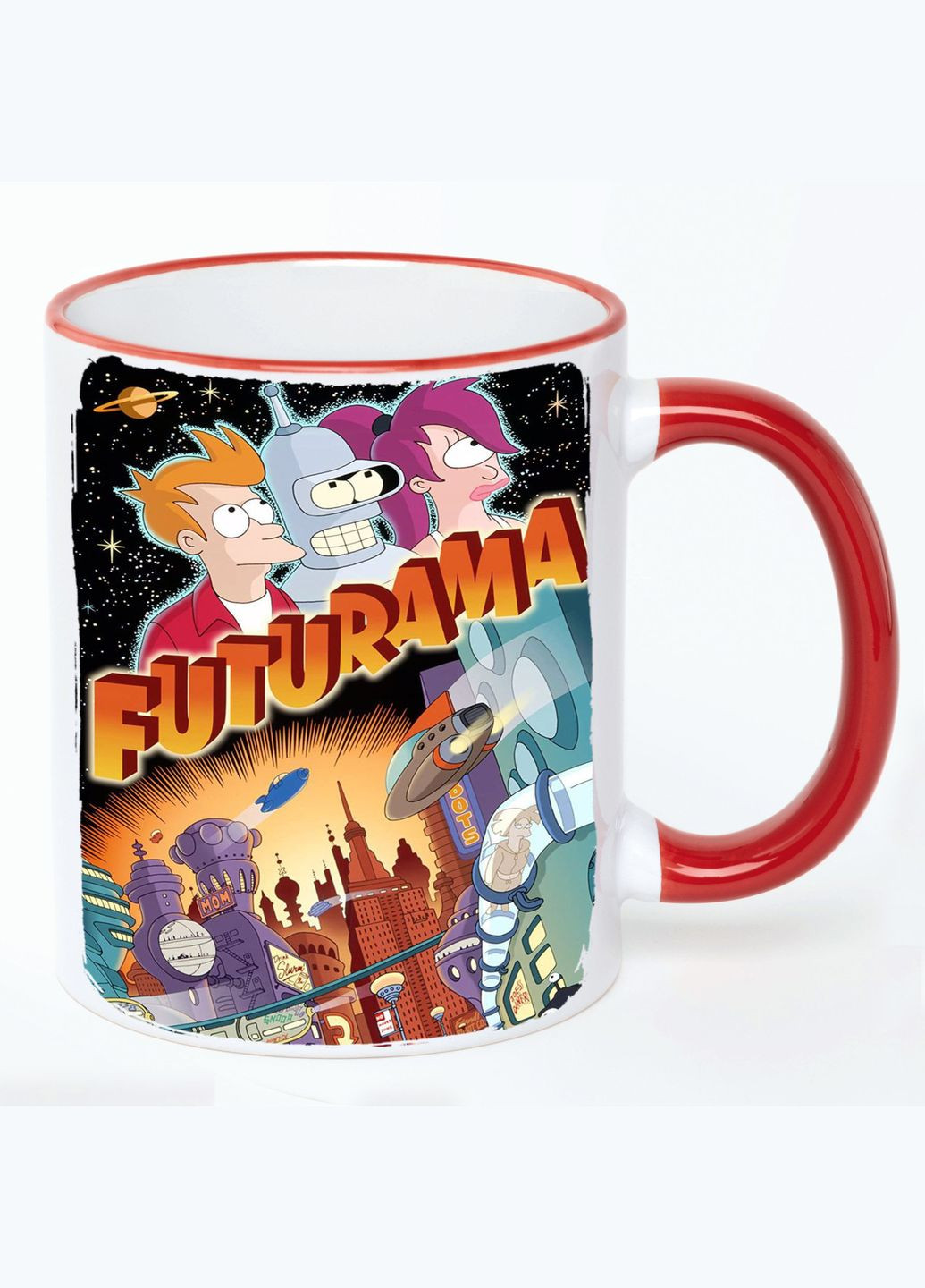 Чашка Футурама Мультик #003 (кружка, кружка) Белая с Красной ручкой 330 мл No Brand (322715766)