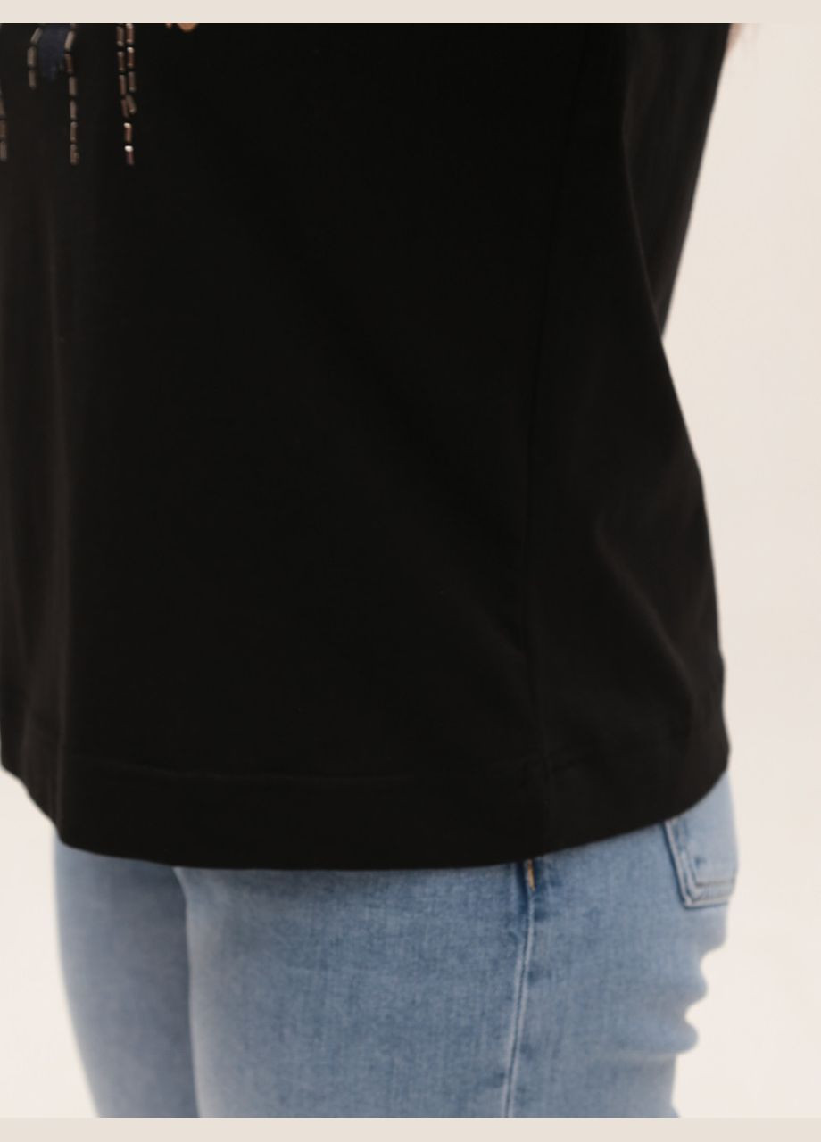 Жіноча футболка чорна пряма з принтом MDG Пряма - (323202289)