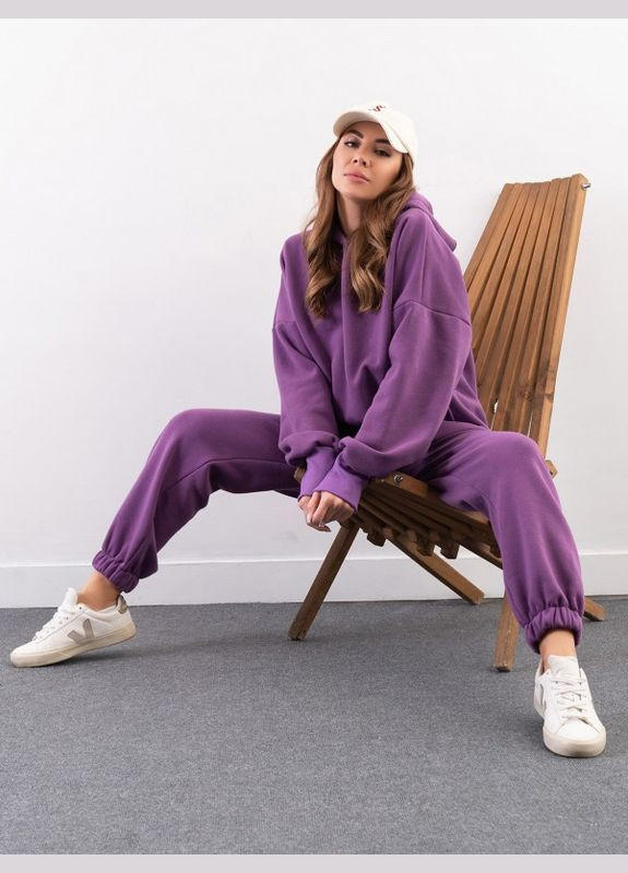 Теплий оверсайз костюм бузкового кольору ISSA PLUS (279559245)