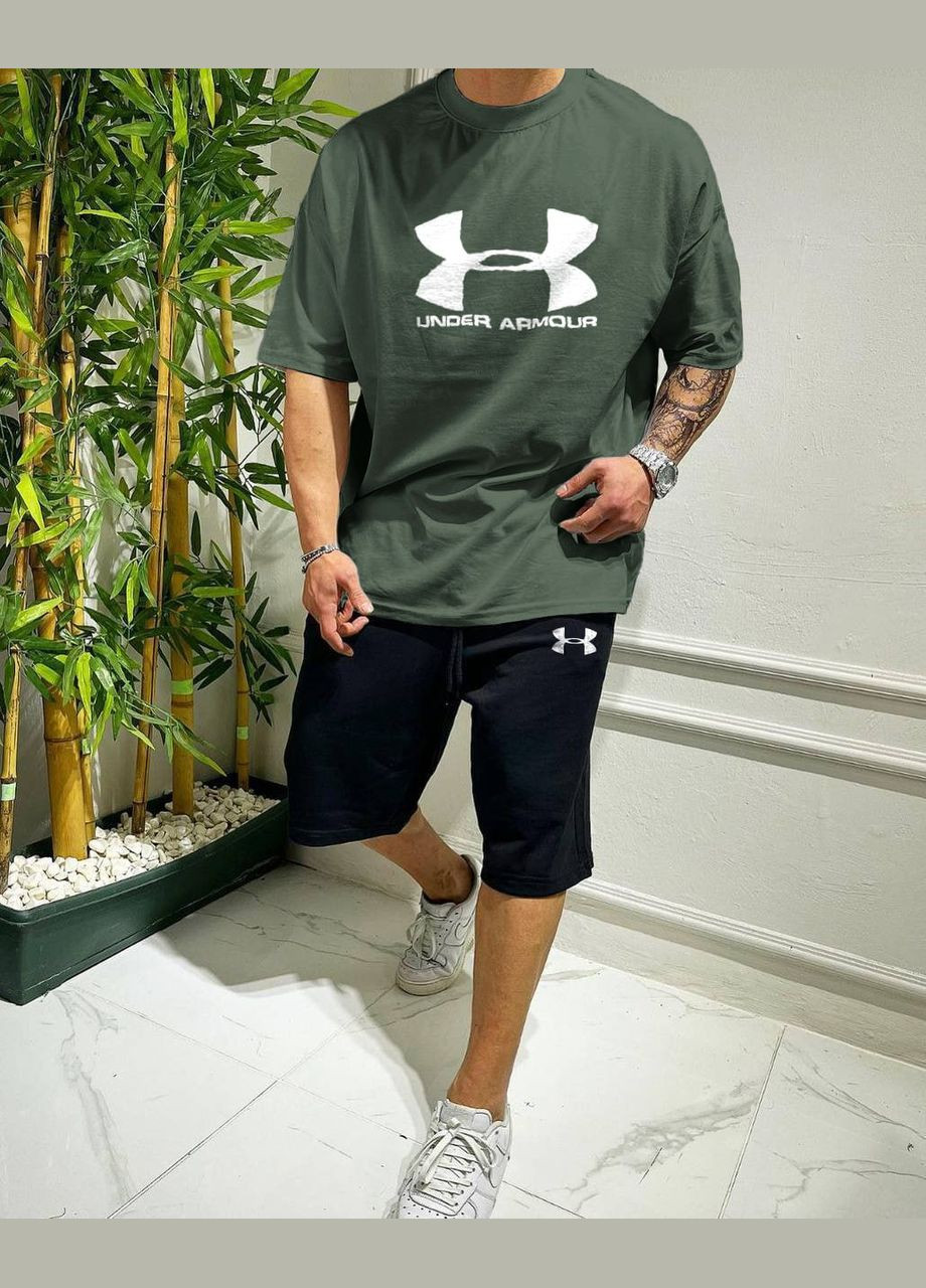 Оливковая 2 в 1 футболка + шорты весна/лето 100% хлопок No Brand