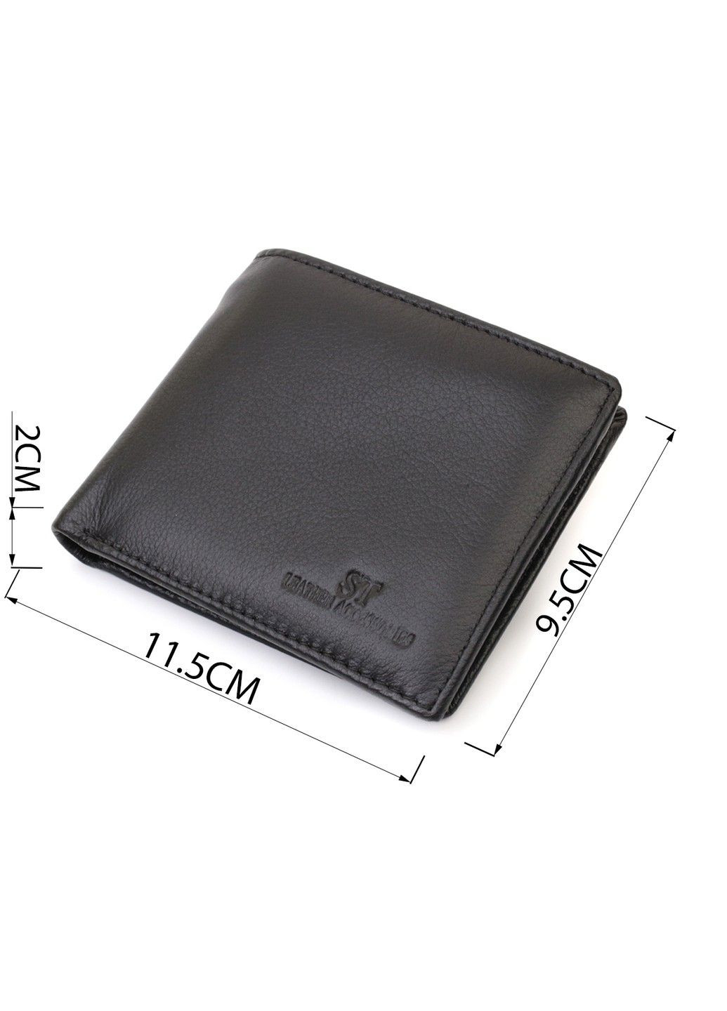 Чоловіче портмоне з натуральної шкіри 22734 Чорний st leather (298111863)