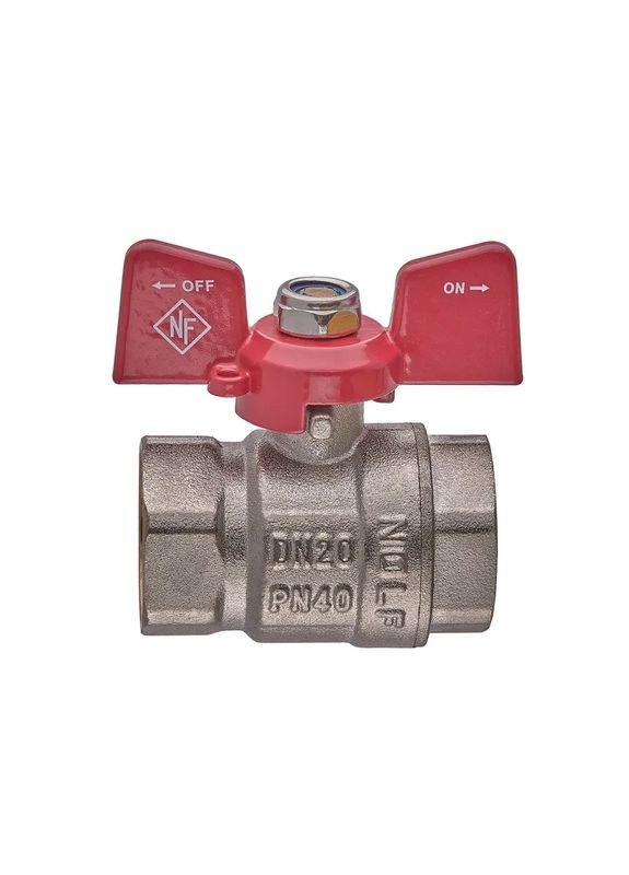 Кран шаровой classic NFC.711-08-3/4" FF ГГМ, ручка "бабочка" красная (NF3132) NOLF (338426277)