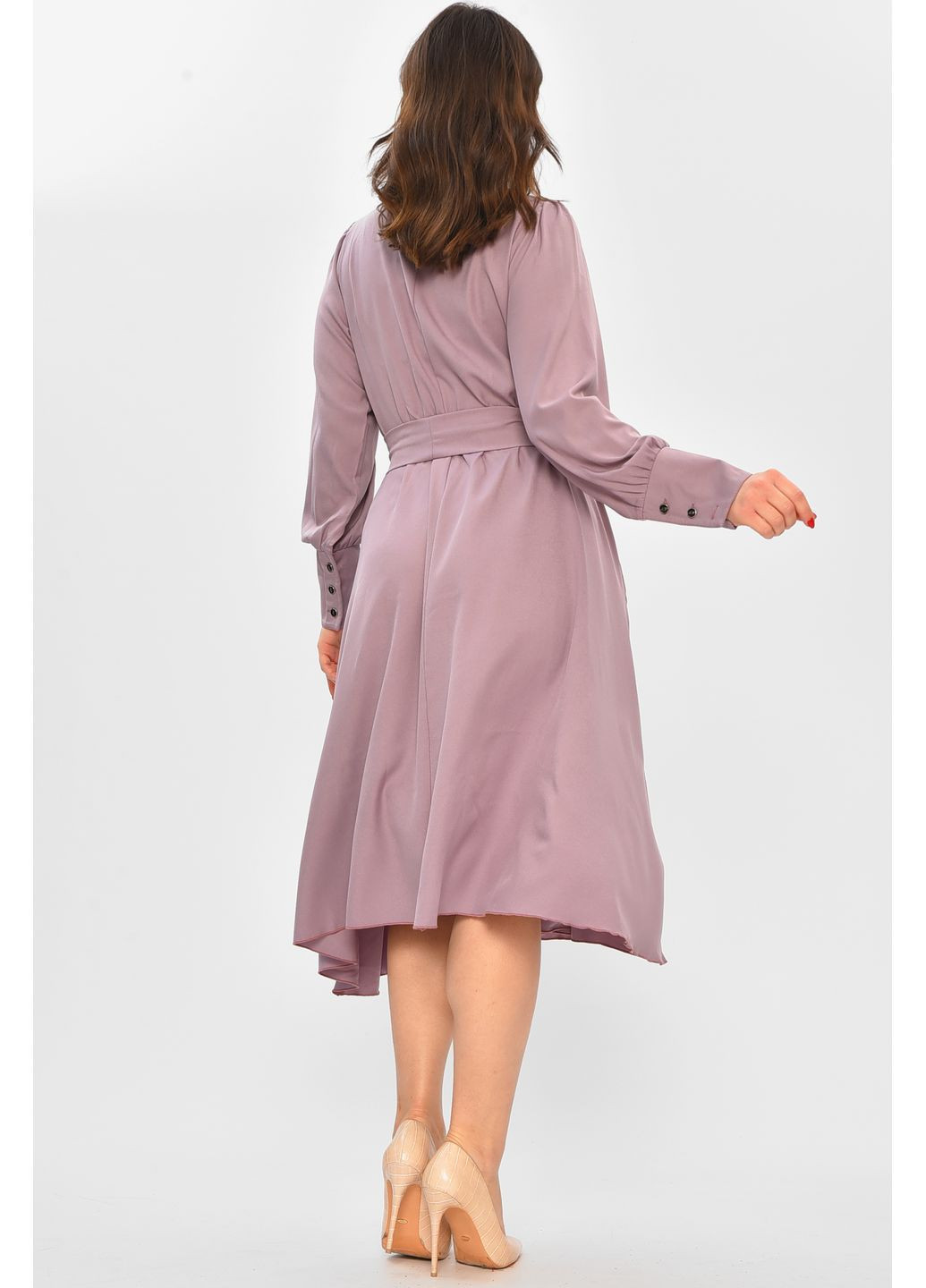 Бузкова повсякденний сукня жіноча однотонна бузкового кольору з баскою Let's Shop однотонна